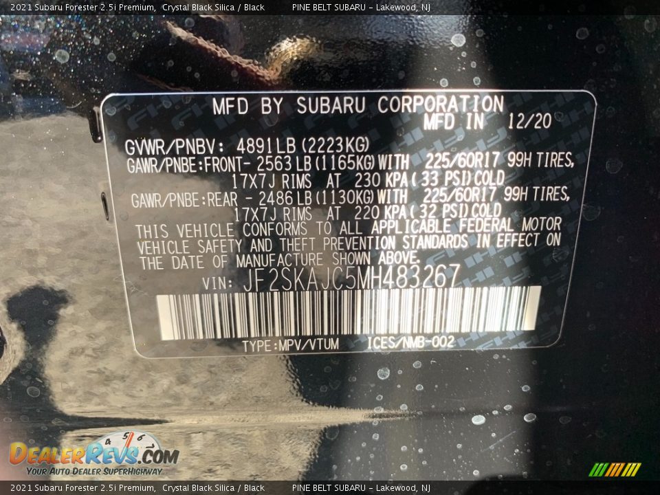 2021 Subaru Forester 2.5i Premium Crystal Black Silica / Black Photo #14