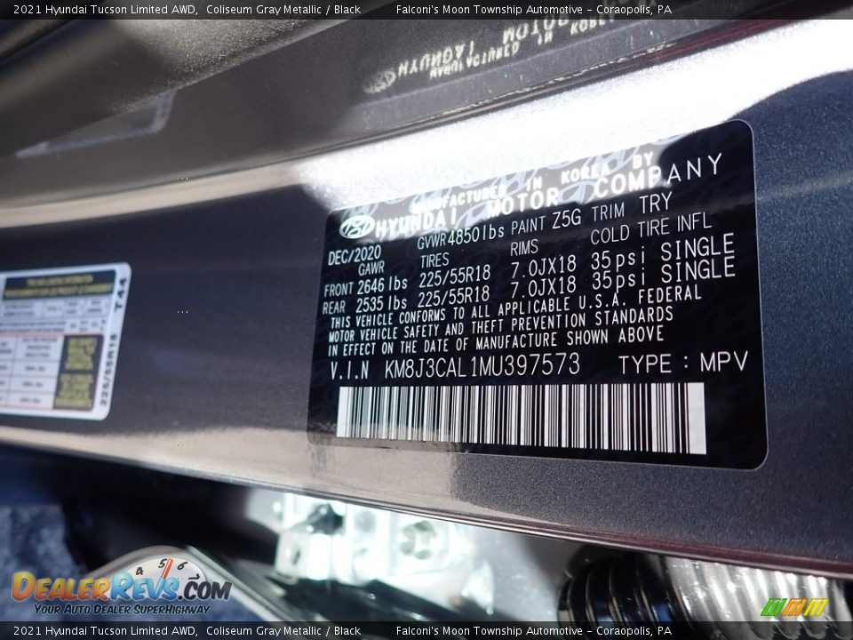 2021 Hyundai Tucson Limited AWD Coliseum Gray Metallic / Black Photo #12