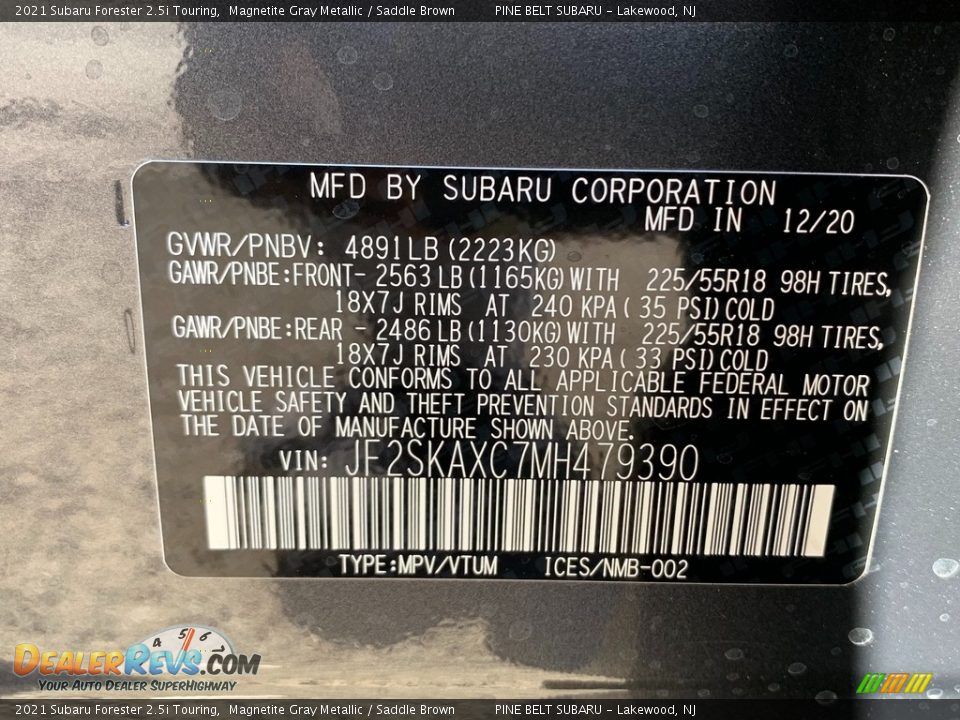 2021 Subaru Forester 2.5i Touring Magnetite Gray Metallic / Saddle Brown Photo #14
