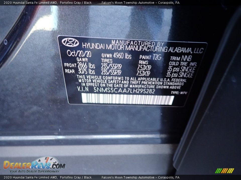 2020 Hyundai Santa Fe Limited AWD Portofino Gray / Black Photo #11