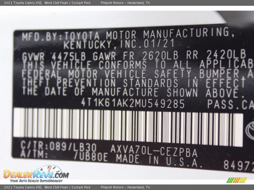 2021 Toyota Camry XSE Wind Chill Pearl / Cockpit Red Photo #24