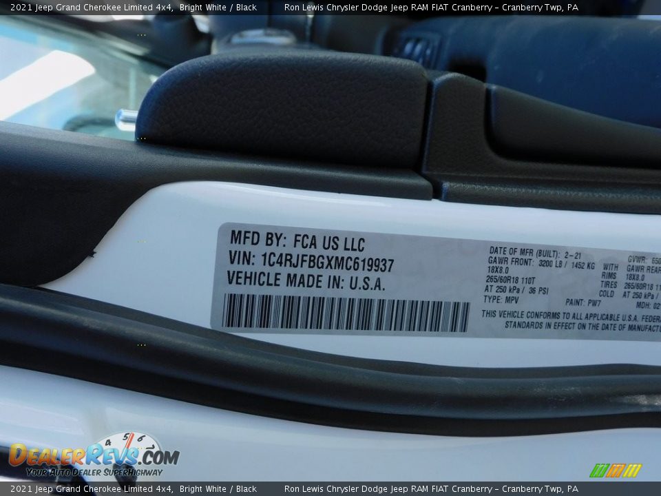 2021 Jeep Grand Cherokee Limited 4x4 Bright White / Black Photo #20