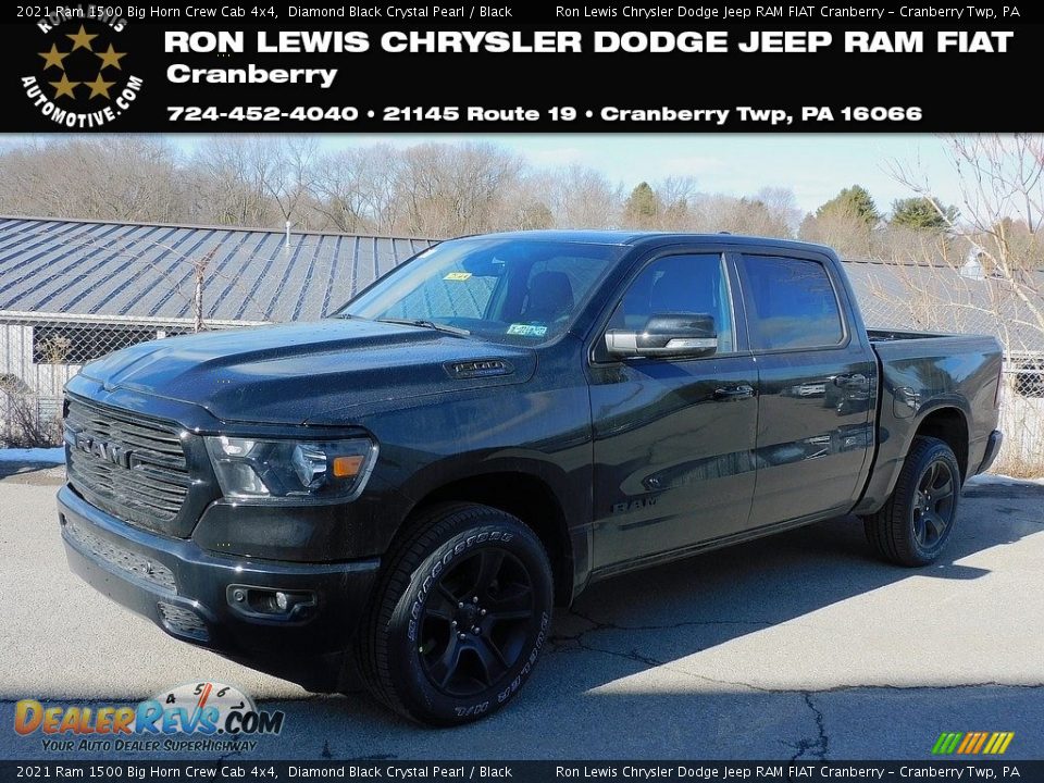 2021 Ram 1500 Big Horn Crew Cab 4x4 Diamond Black Crystal Pearl / Black Photo #1