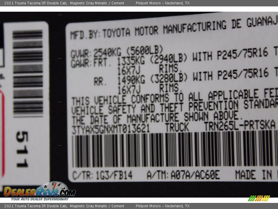 2021 Toyota Tacoma SR Double Cab Magnetic Gray Metallic / Cement Photo #23