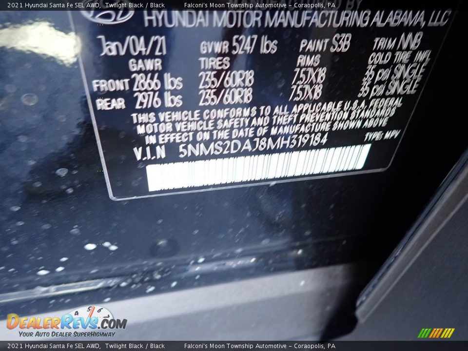 2021 Hyundai Santa Fe SEL AWD Twilight Black / Black Photo #12