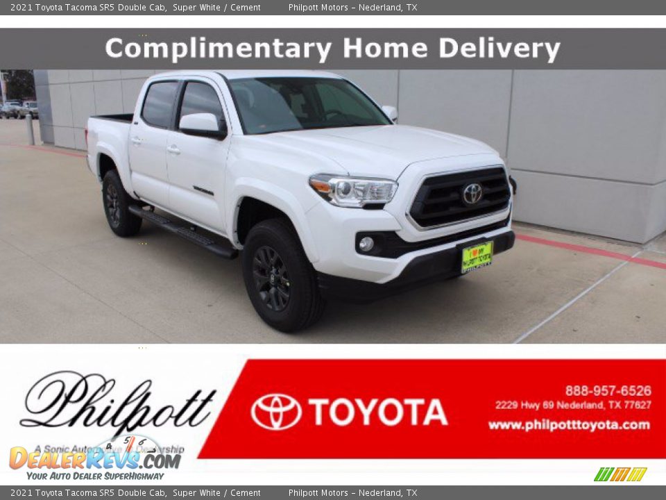2021 Toyota Tacoma SR5 Double Cab Super White / Cement Photo #1