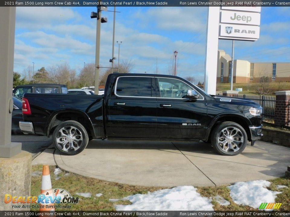 2021 Ram 1500 Long Horn Crew Cab 4x4 Diamond Black Crystal Pearl / Black/New Saddle Photo #4