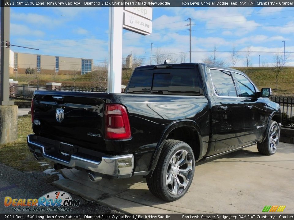 2021 Ram 1500 Long Horn Crew Cab 4x4 Diamond Black Crystal Pearl / Black/New Saddle Photo #5