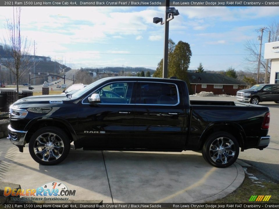 2021 Ram 1500 Long Horn Crew Cab 4x4 Diamond Black Crystal Pearl / Black/New Saddle Photo #9