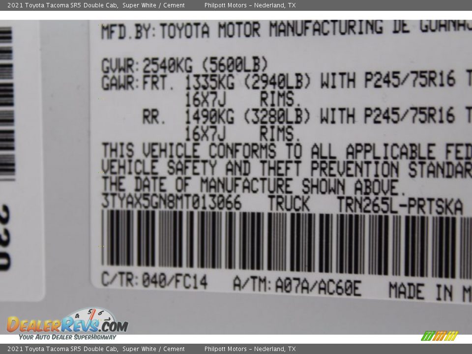 2021 Toyota Tacoma SR5 Double Cab Super White / Cement Photo #23