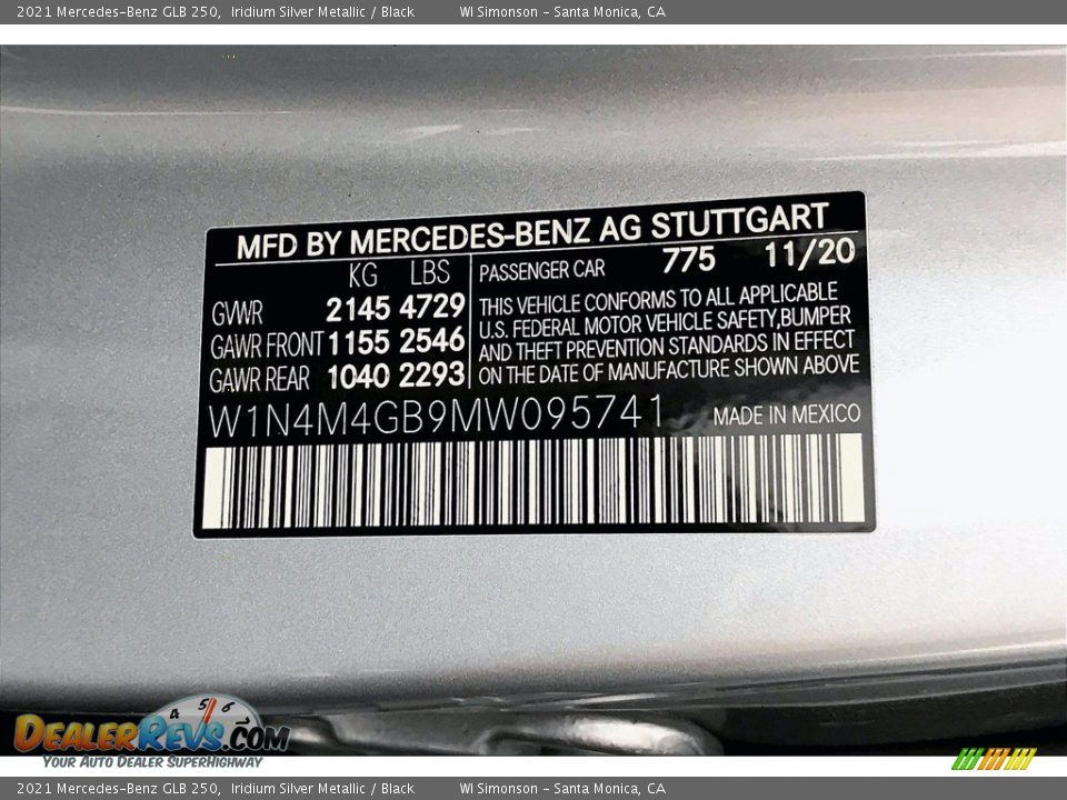 2021 Mercedes-Benz GLB 250 Iridium Silver Metallic / Black Photo #10