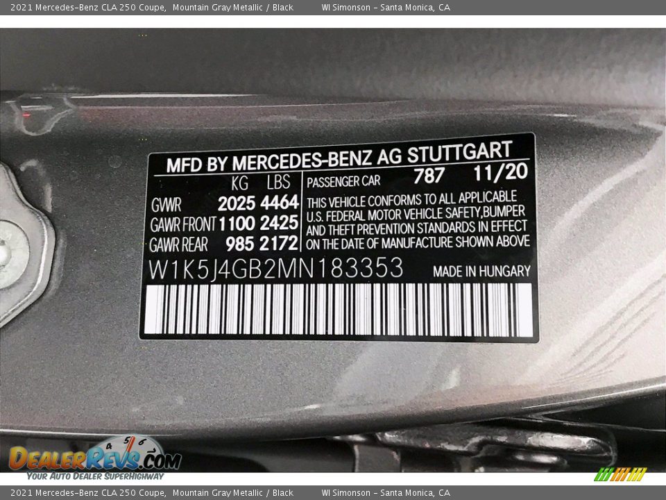 2021 Mercedes-Benz CLA 250 Coupe Mountain Gray Metallic / Black Photo #10