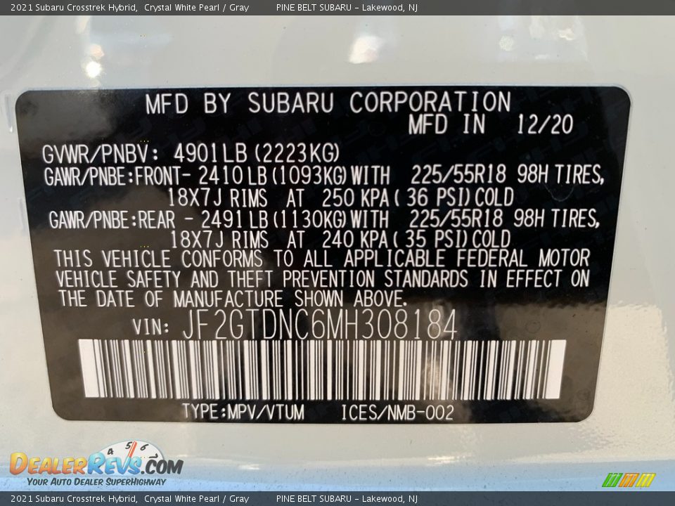 2021 Subaru Crosstrek Hybrid Crystal White Pearl / Gray Photo #14