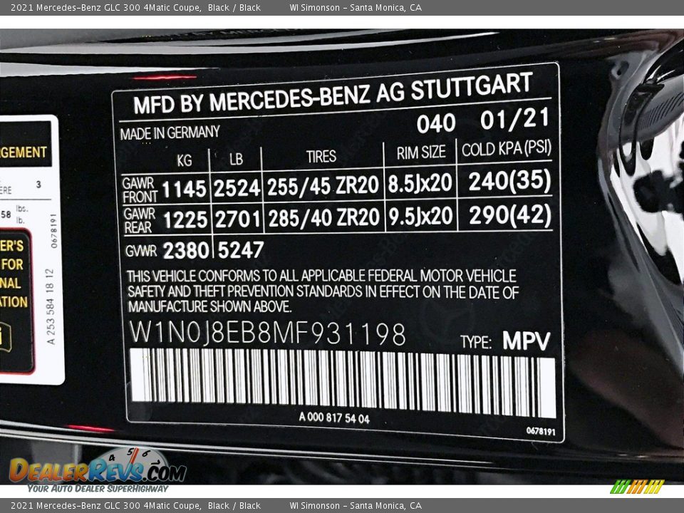 2021 Mercedes-Benz GLC 300 4Matic Coupe Black / Black Photo #10