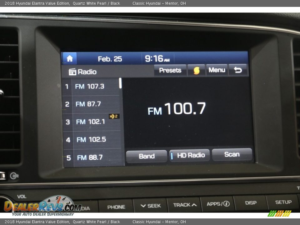 2018 Hyundai Elantra Value Edition Quartz White Pearl / Black Photo #10