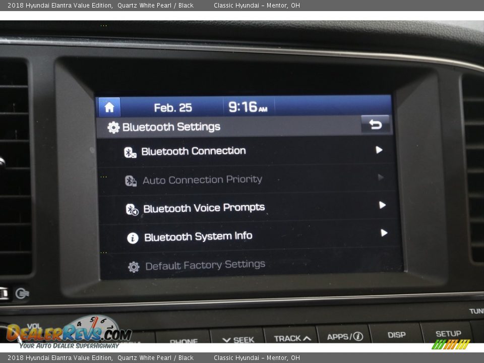 2018 Hyundai Elantra Value Edition Quartz White Pearl / Black Photo #11