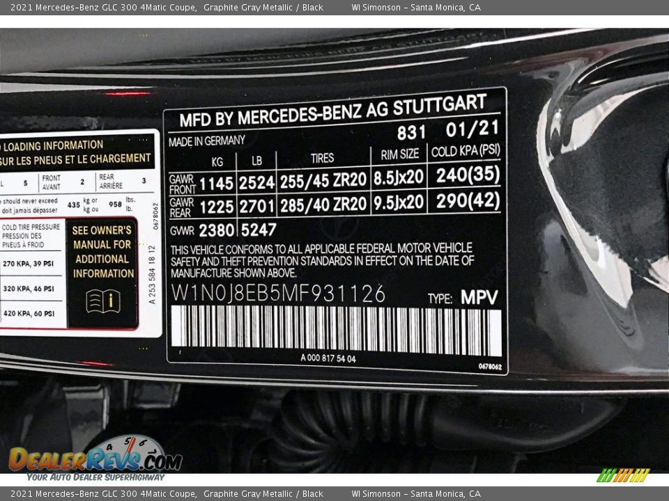 2021 Mercedes-Benz GLC 300 4Matic Coupe Graphite Gray Metallic / Black Photo #10