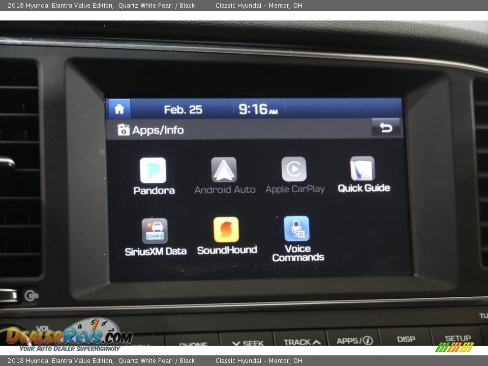 2018 Hyundai Elantra Value Edition Quartz White Pearl / Black Photo #12