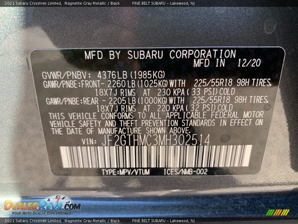 2021 Subaru Crosstrek Limited Magnetite Gray Metallic / Black Photo #14