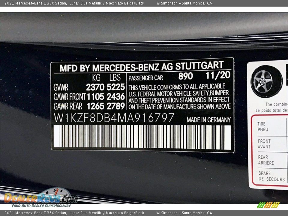 2021 Mercedes-Benz E 350 Sedan Lunar Blue Metallic / Macchiato Beige/Black Photo #10