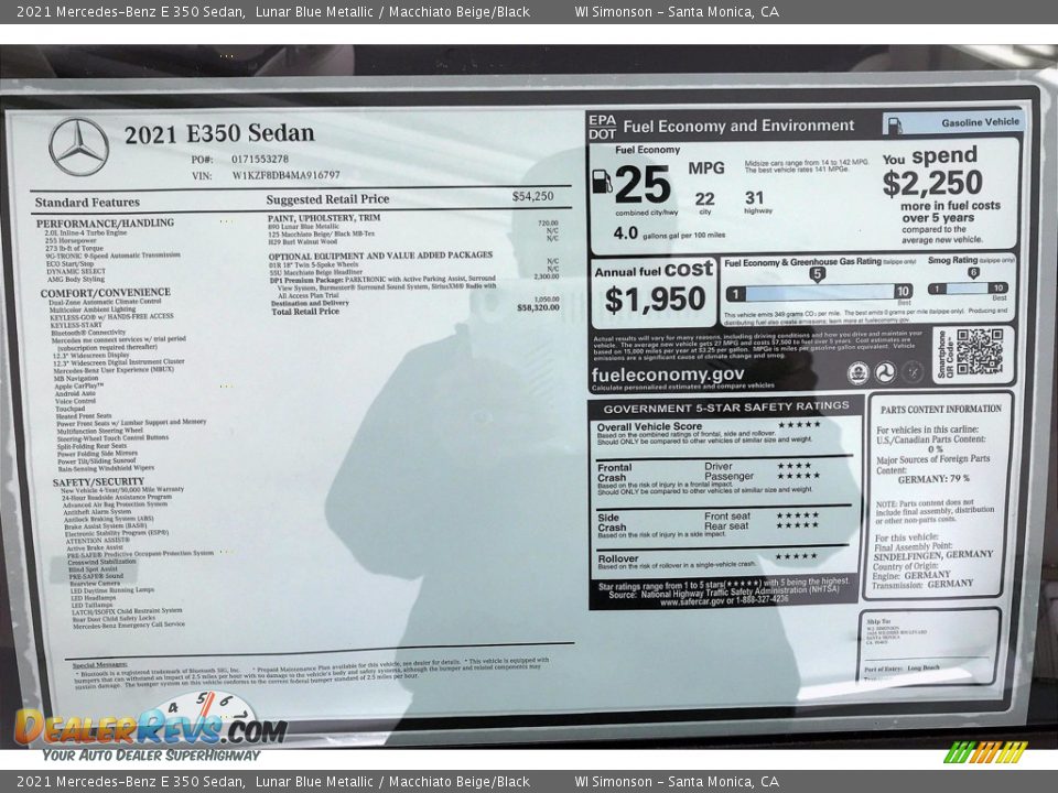 2021 Mercedes-Benz E 350 Sedan Lunar Blue Metallic / Macchiato Beige/Black Photo #11