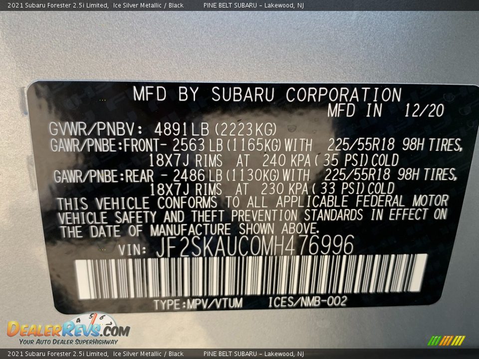 2021 Subaru Forester 2.5i Limited Ice Silver Metallic / Black Photo #14