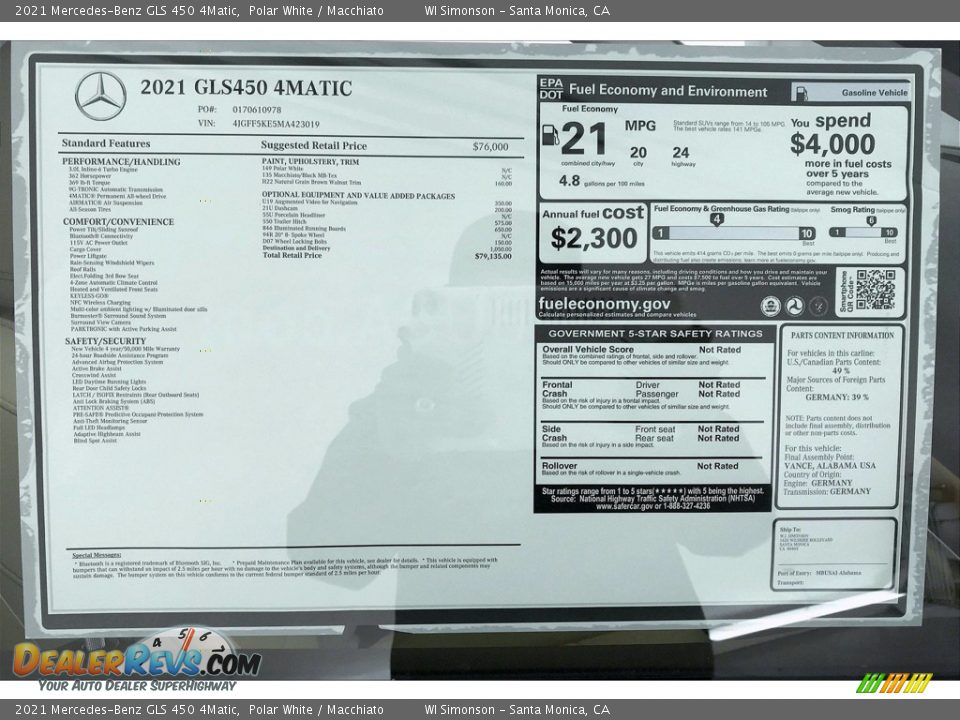 2021 Mercedes-Benz GLS 450 4Matic Polar White / Macchiato Photo #11