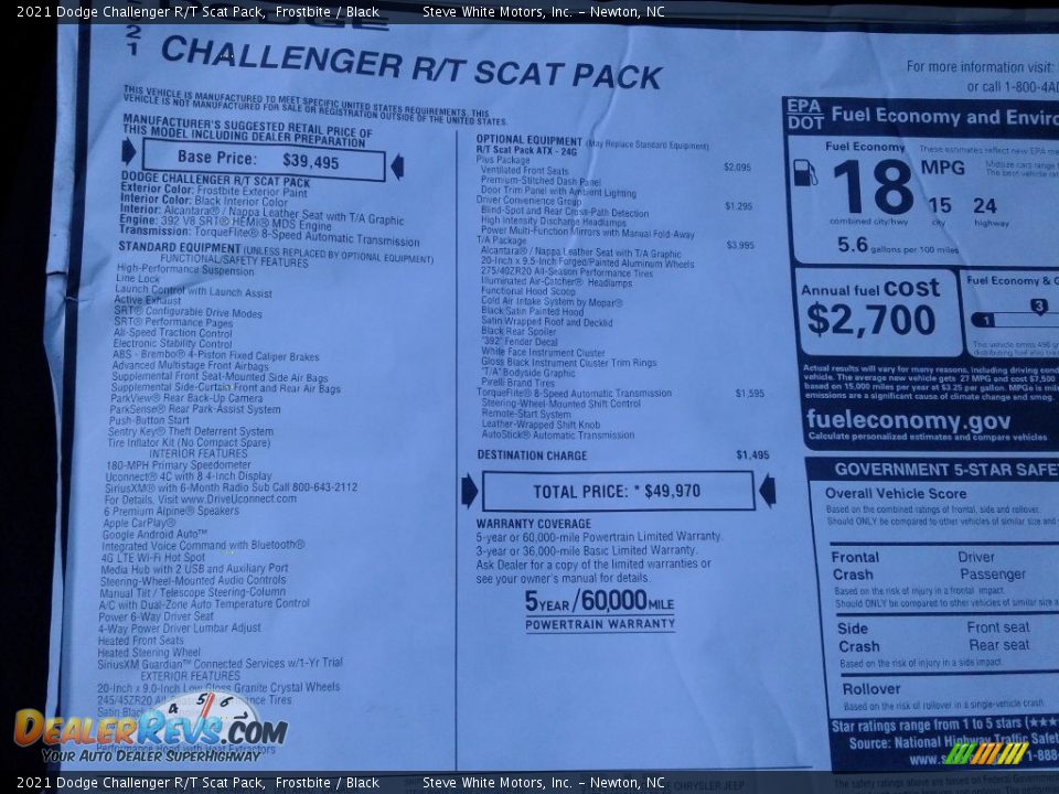 2021 Dodge Challenger R/T Scat Pack Frostbite / Black Photo #26