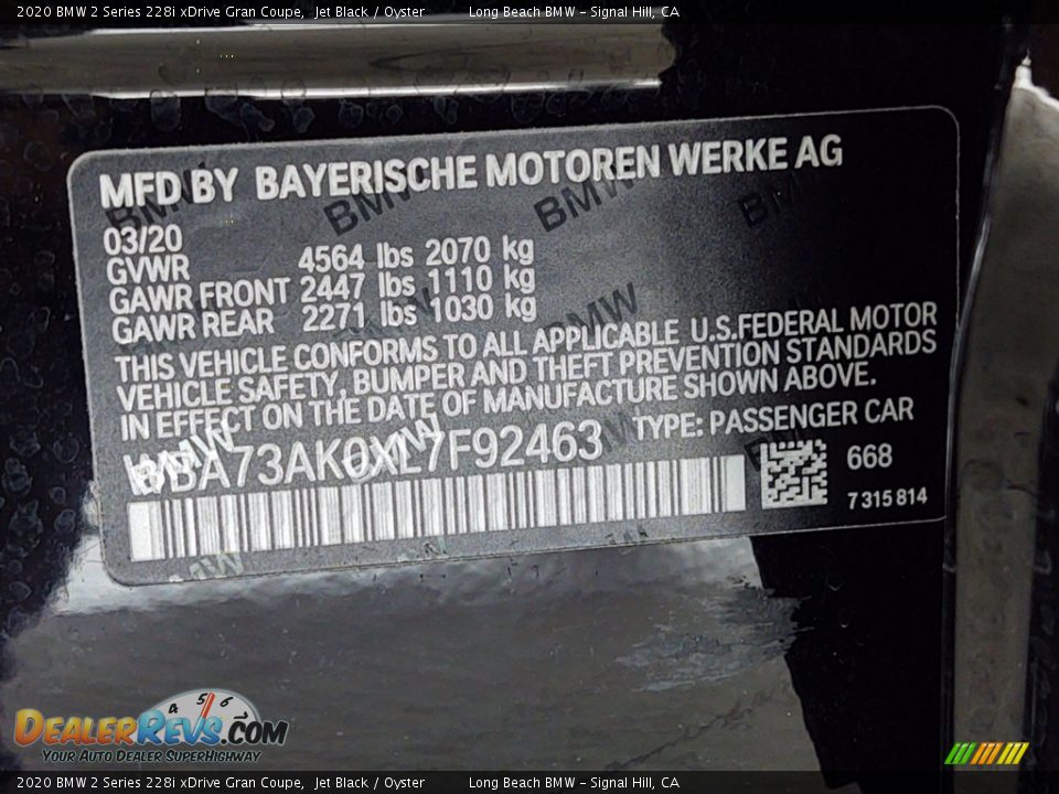 2020 BMW 2 Series 228i xDrive Gran Coupe Jet Black / Oyster Photo #34
