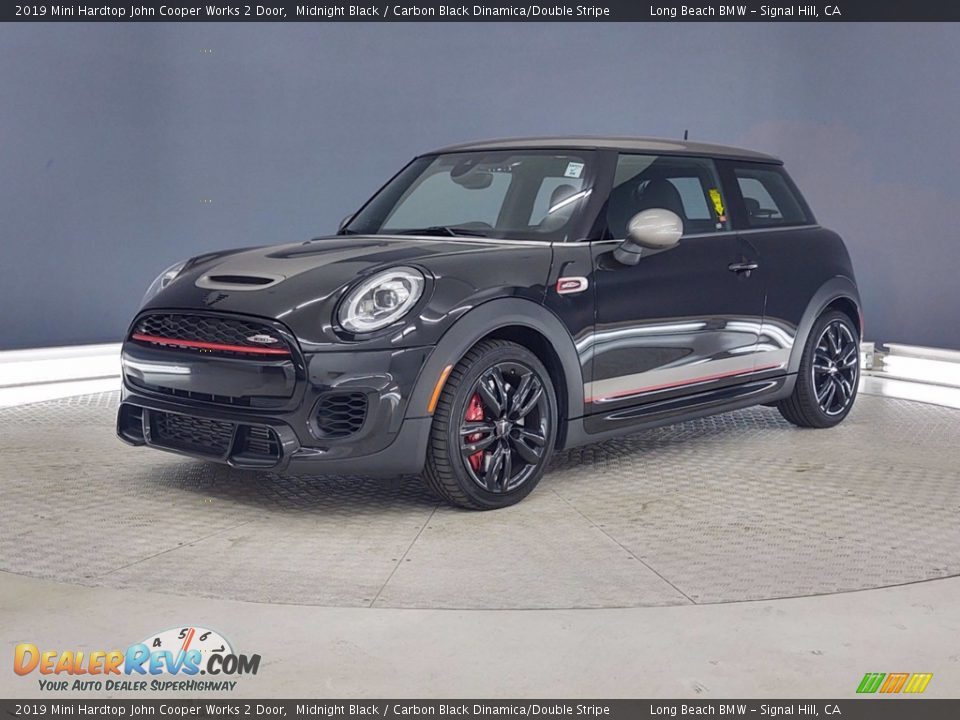 2019 Mini Hardtop John Cooper Works 2 Door Midnight Black / Carbon Black Dinamica/Double Stripe Photo #2