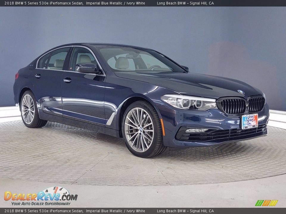 2018 BMW 5 Series 530e iPerfomance Sedan Imperial Blue Metallic / Ivory White Photo #1