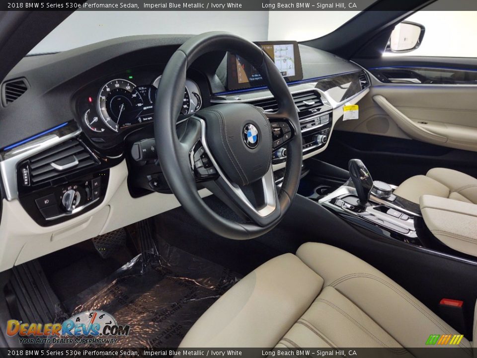 2018 BMW 5 Series 530e iPerfomance Sedan Imperial Blue Metallic / Ivory White Photo #7