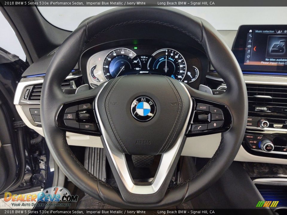 2018 BMW 5 Series 530e iPerfomance Sedan Imperial Blue Metallic / Ivory White Photo #12