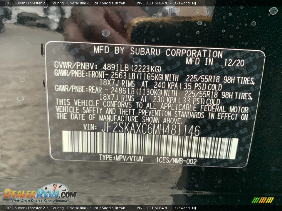 2021 Subaru Forester 2.5i Touring Crystal Black Silica / Saddle Brown Photo #14