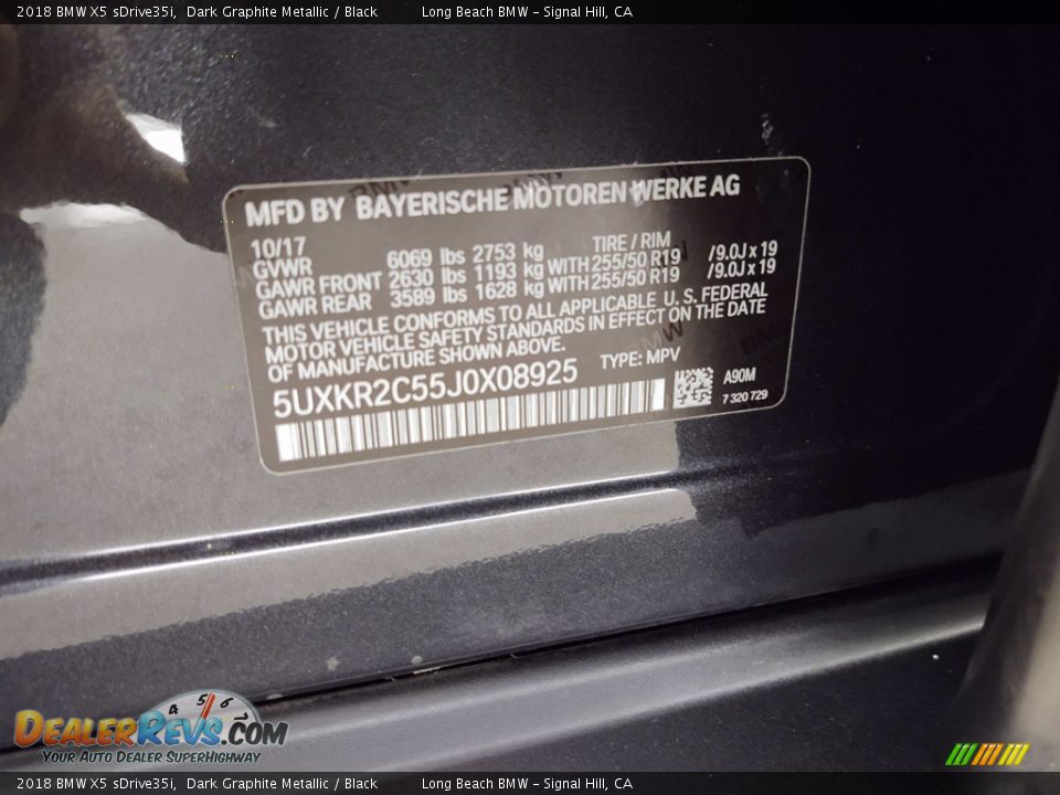 2018 BMW X5 sDrive35i Dark Graphite Metallic / Black Photo #33