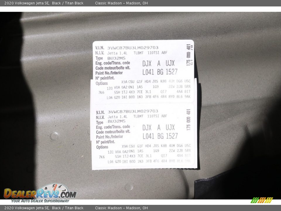 2020 Volkswagen Jetta SE Black / Titan Black Photo #22