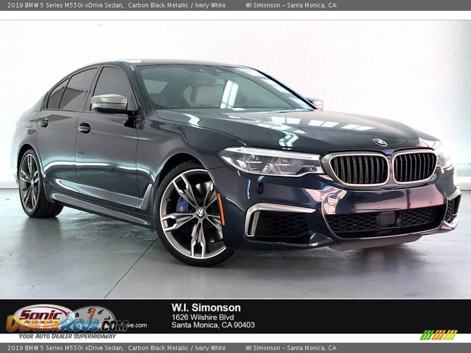 2019 BMW 5 Series M550i xDrive Sedan Carbon Black Metallic / Ivory White Photo #1