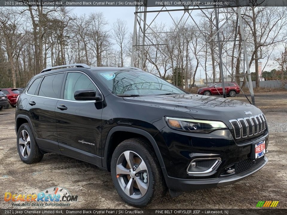 2021 Jeep Cherokee Limited 4x4 Diamond Black Crystal Pearl / Ski Gray/Black Photo #1