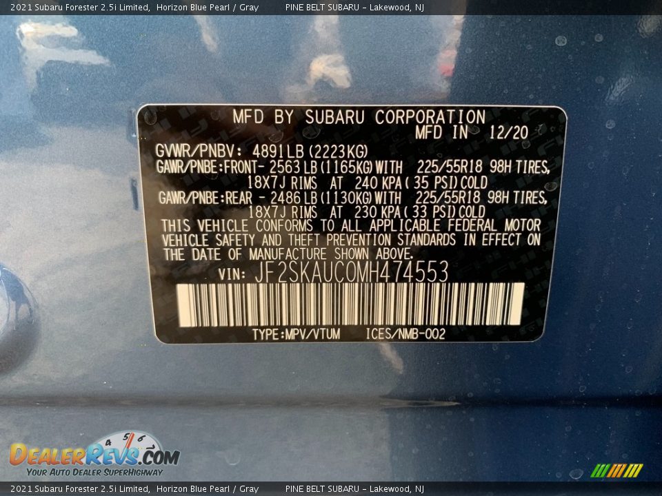 2021 Subaru Forester 2.5i Limited Horizon Blue Pearl / Gray Photo #14