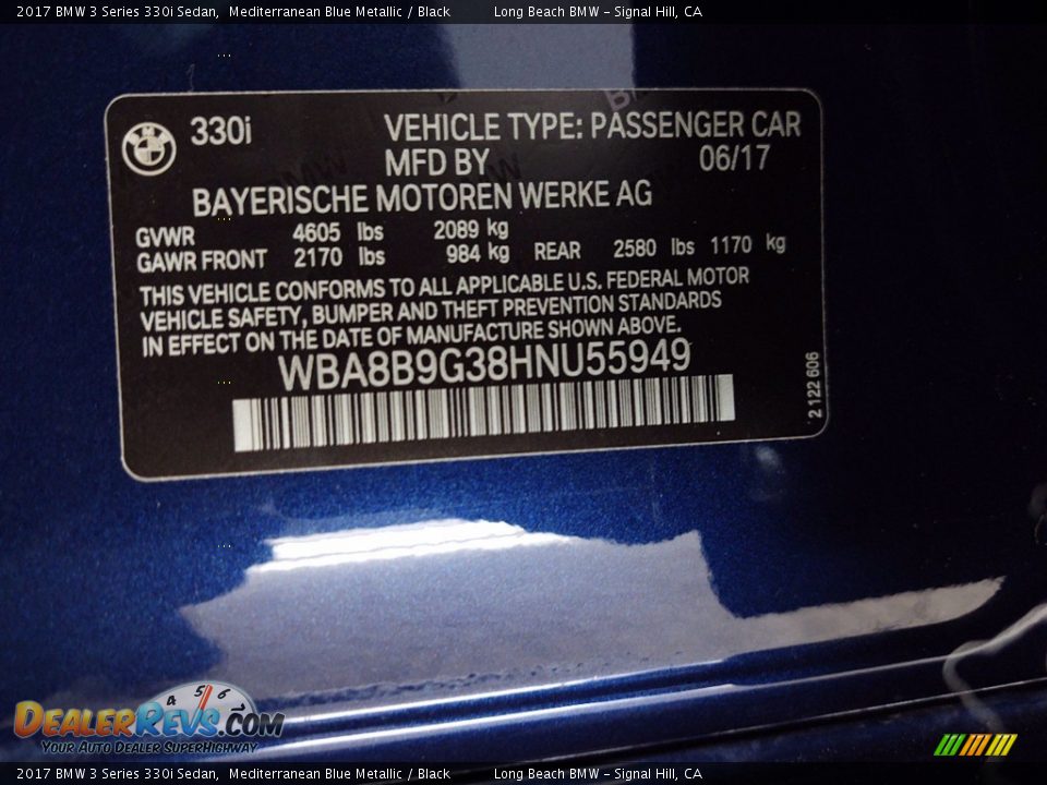 2017 BMW 3 Series 330i Sedan Mediterranean Blue Metallic / Black Photo #35
