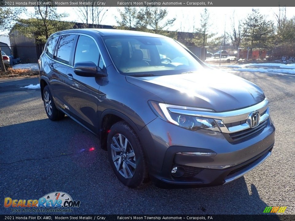 2021 Honda Pilot EX AWD Modern Steel Metallic / Gray Photo #4