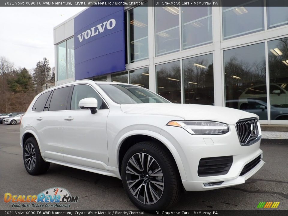 2021 Volvo XC90 T6 AWD Momentum Crystal White Metallic / Blonde/Charcoal Photo #1