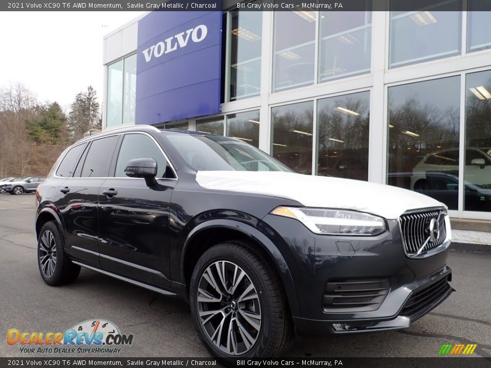 2021 Volvo XC90 T6 AWD Momentum Savile Gray Metallic / Charcoal Photo #1