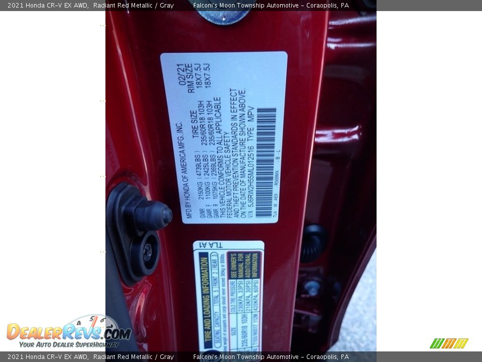 2021 Honda CR-V EX AWD Radiant Red Metallic / Gray Photo #12