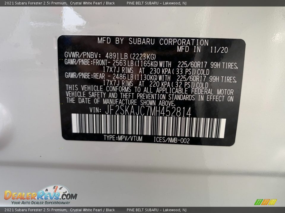 2021 Subaru Forester 2.5i Premium Crystal White Pearl / Black Photo #14