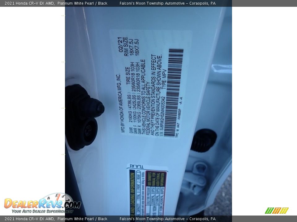 2021 Honda CR-V EX AWD Platinum White Pearl / Black Photo #12