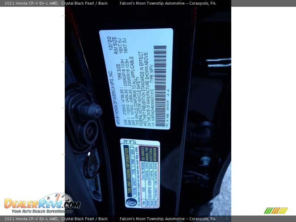 2021 Honda CR-V EX-L AWD Crystal Black Pearl / Black Photo #12