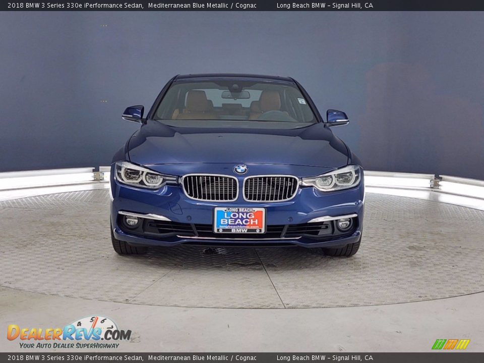 2018 BMW 3 Series 330e iPerformance Sedan Mediterranean Blue Metallic / Cognac Photo #2
