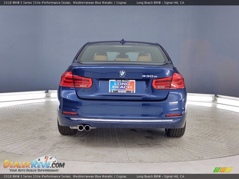 2018 BMW 3 Series 330e iPerformance Sedan Mediterranean Blue Metallic / Cognac Photo #4
