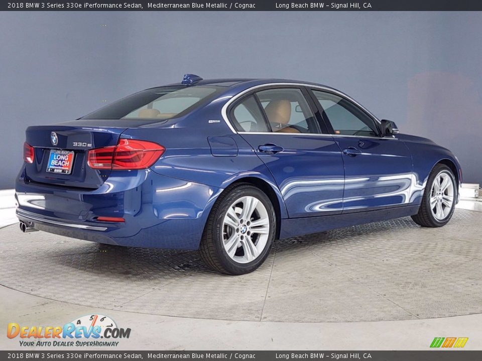 2018 BMW 3 Series 330e iPerformance Sedan Mediterranean Blue Metallic / Cognac Photo #5